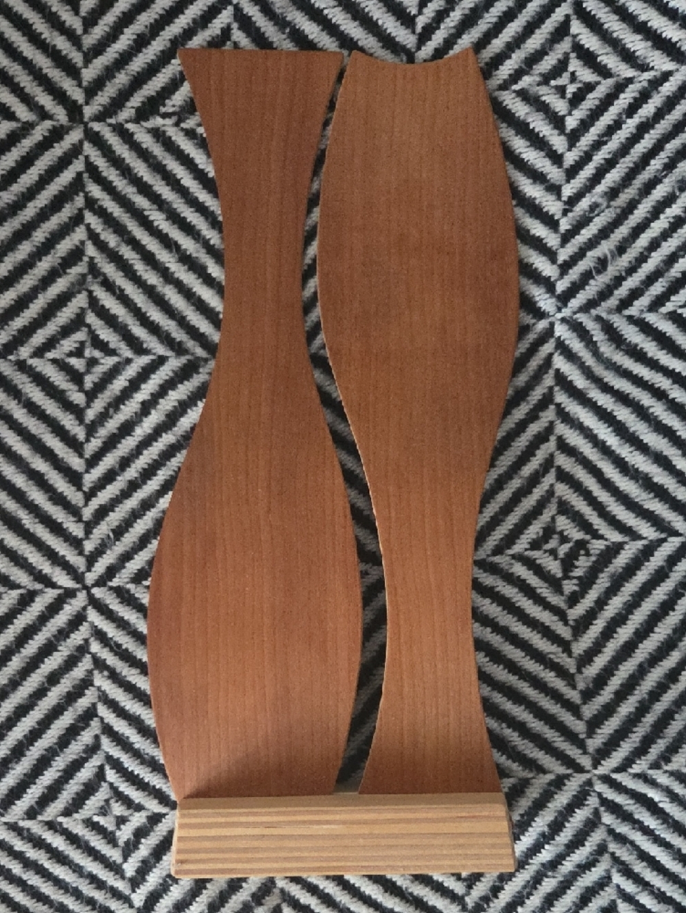 Sculptural Wooden Salad Tossers on Stand – Signed Artisan Piece